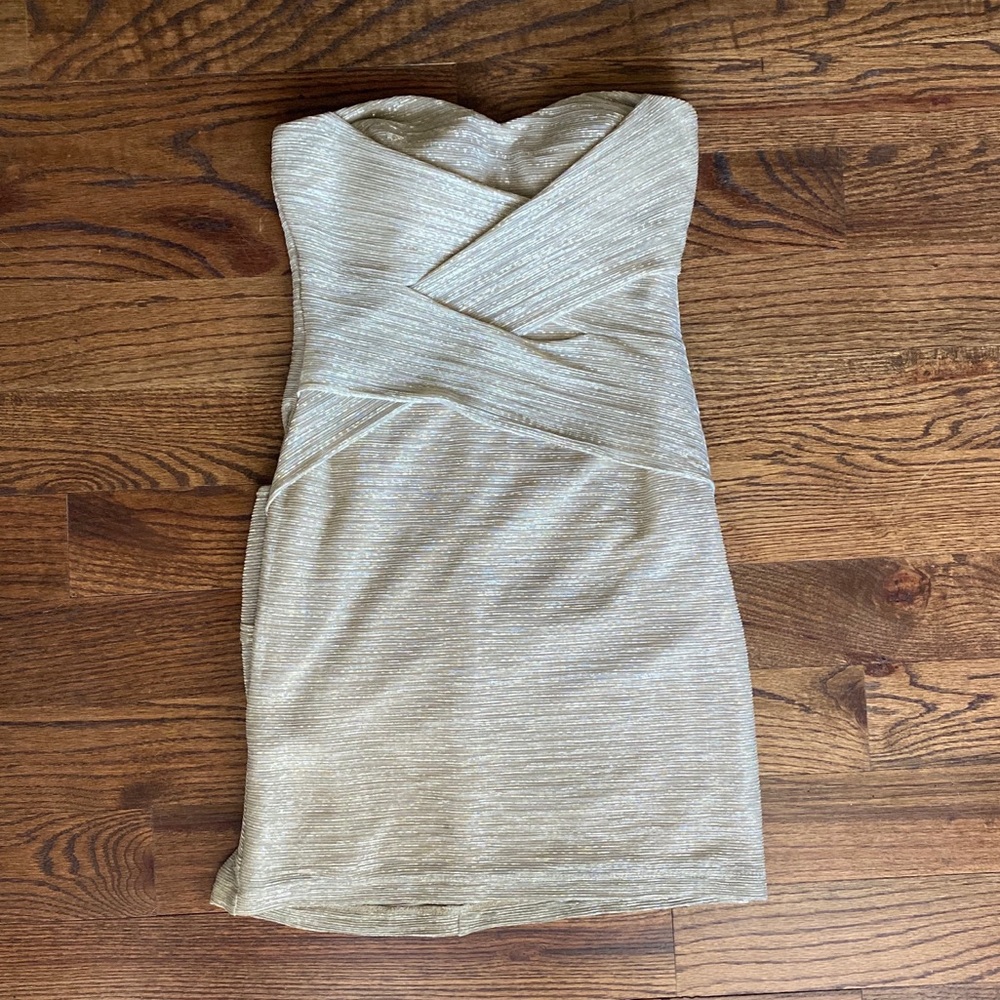 Wet Seal Gold Strapless Dress M